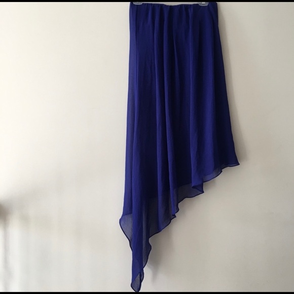 Royal Blue Sleeveless Asymmetrical Ruffle Tube Dress - Picture 2 of 3